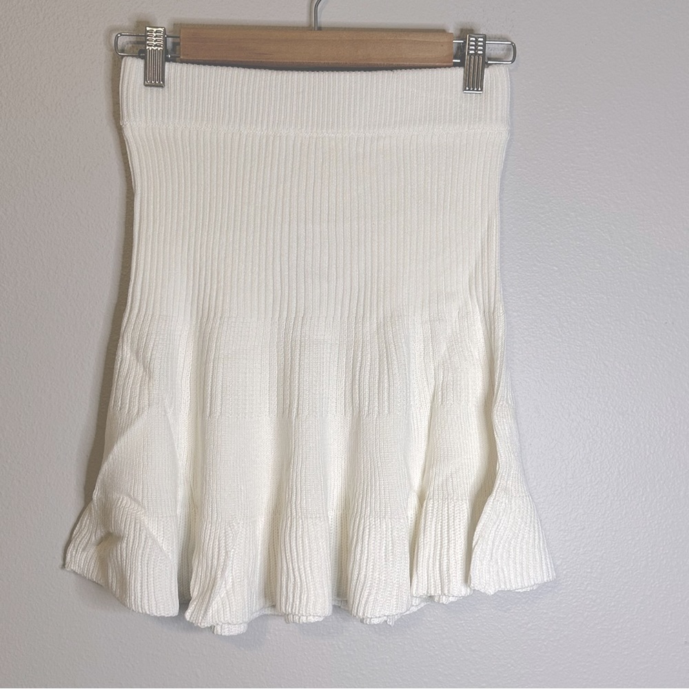 Free People Solid Gold Ribbed Cream Cable Sweater Skirt XS NWT‎ OB1010824